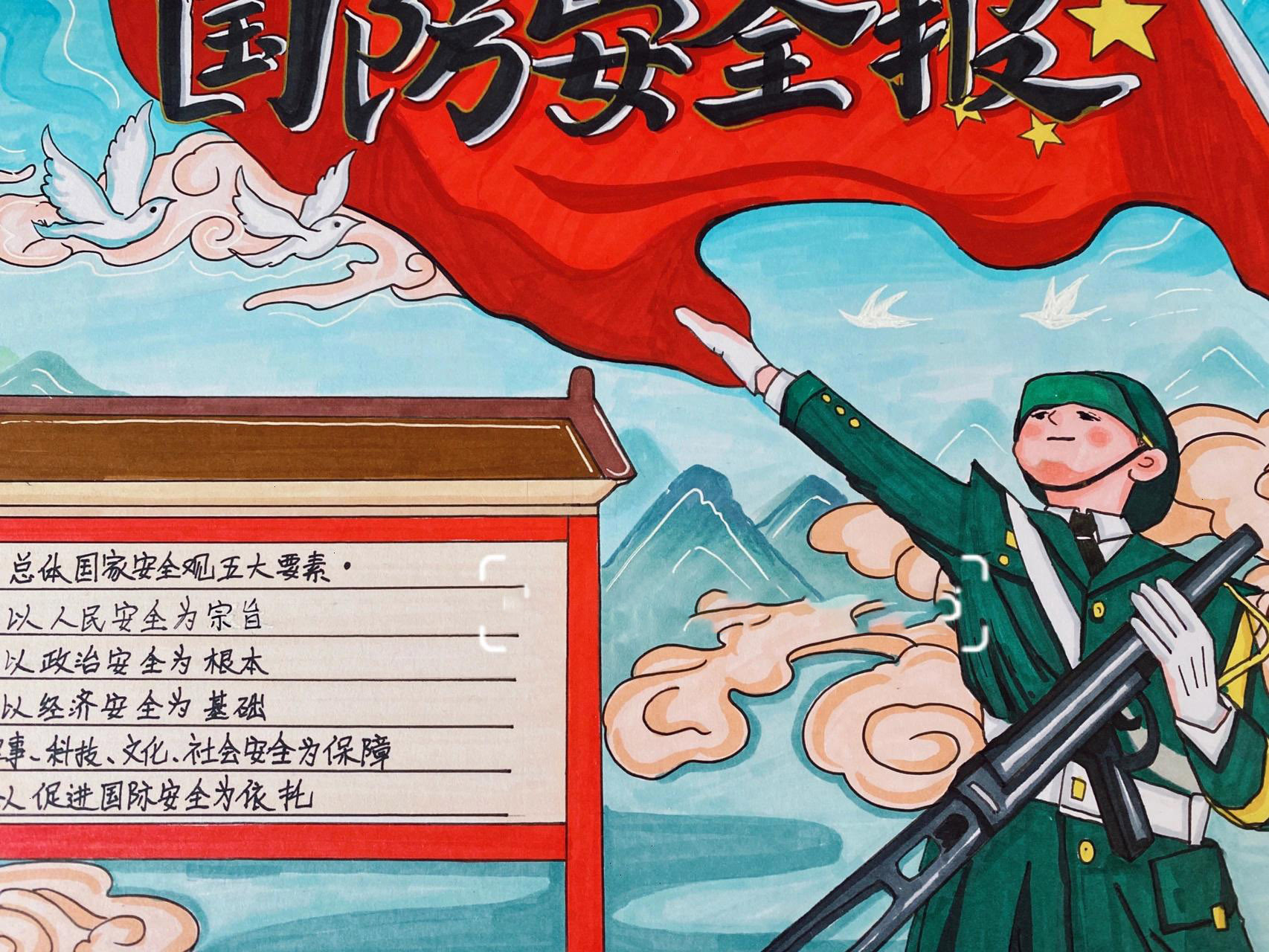 国防安全日手抄报～       	 参考图片77创作