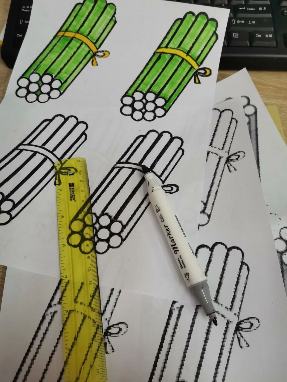 数学教具—小棒自制 二年级时,学生都热衷于帮我给教具涂色.