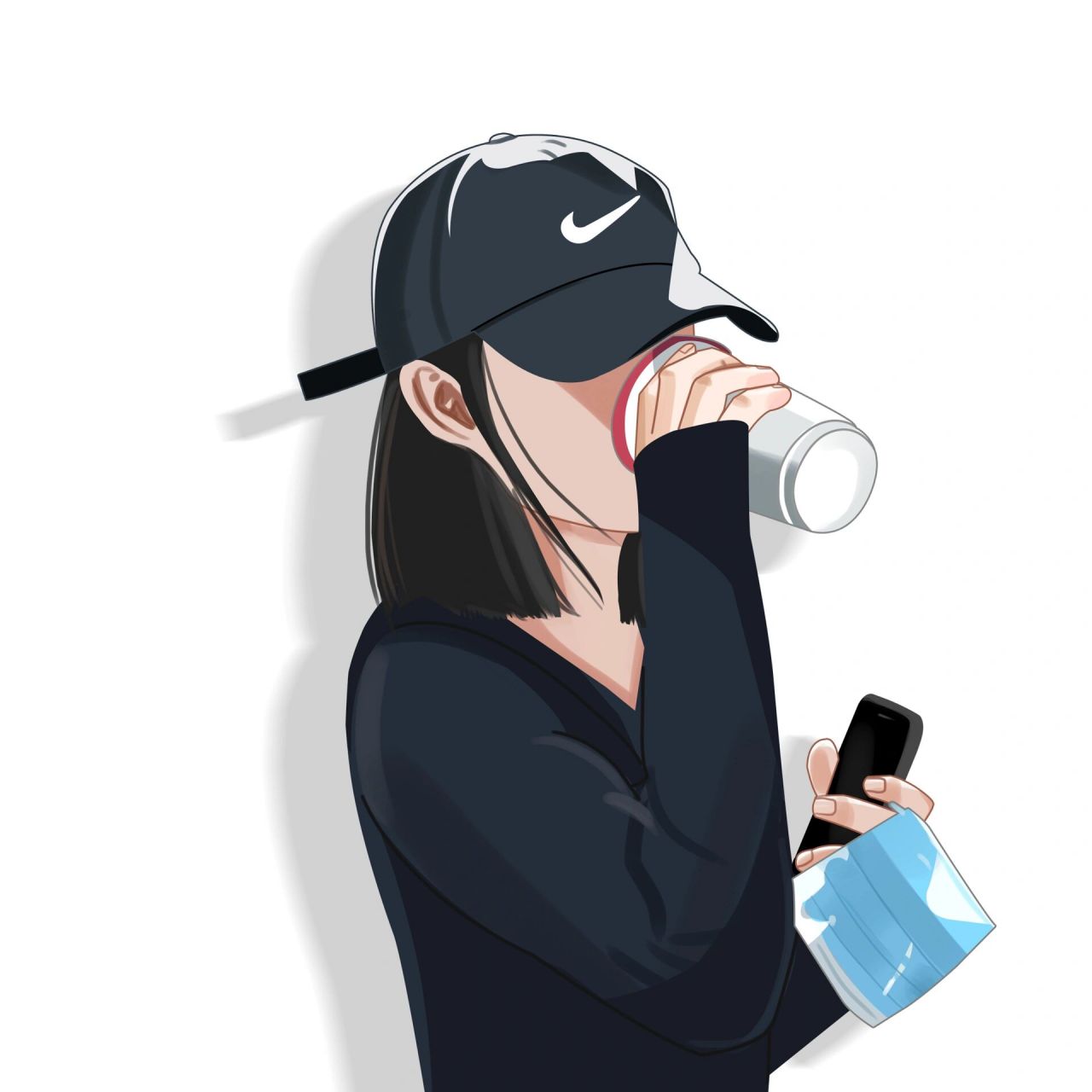 女生手拿咖啡的头像|短发版 9315做头像,礼貌拿图 0569♂15