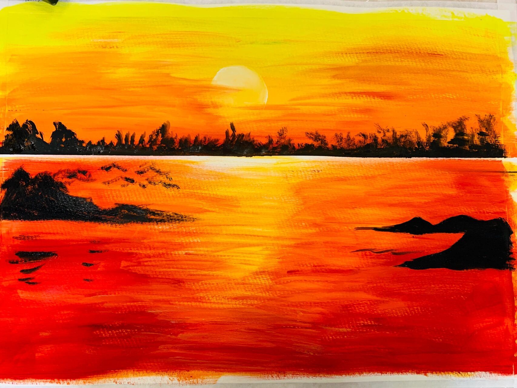 水粉画·夕阳西下