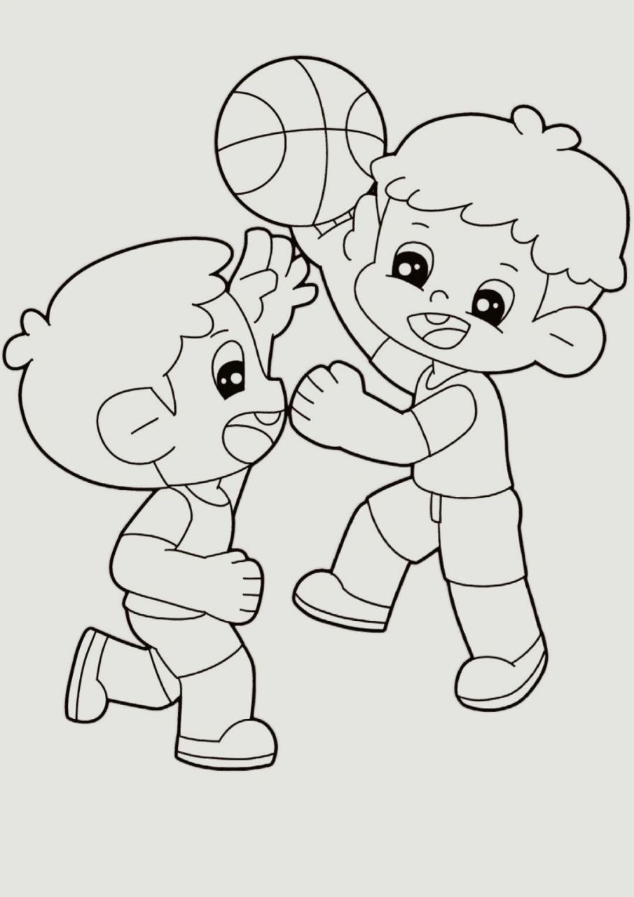 小孩打篮球怎么画简笔图片