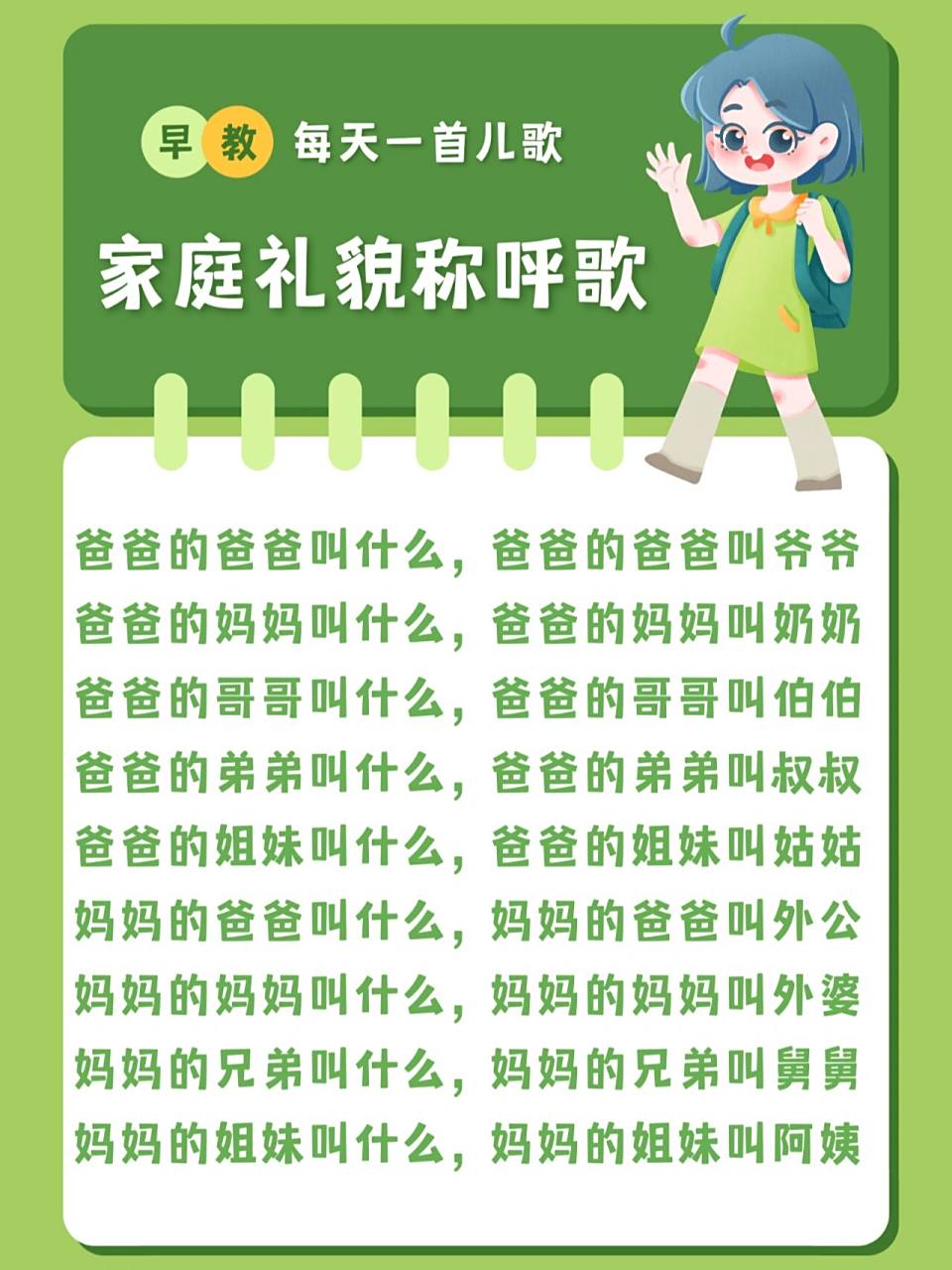 每天一首儿歌9～家庭礼貌称呼歌 爸爸的爸爸叫什么,爸爸的爸爸叫爷爷