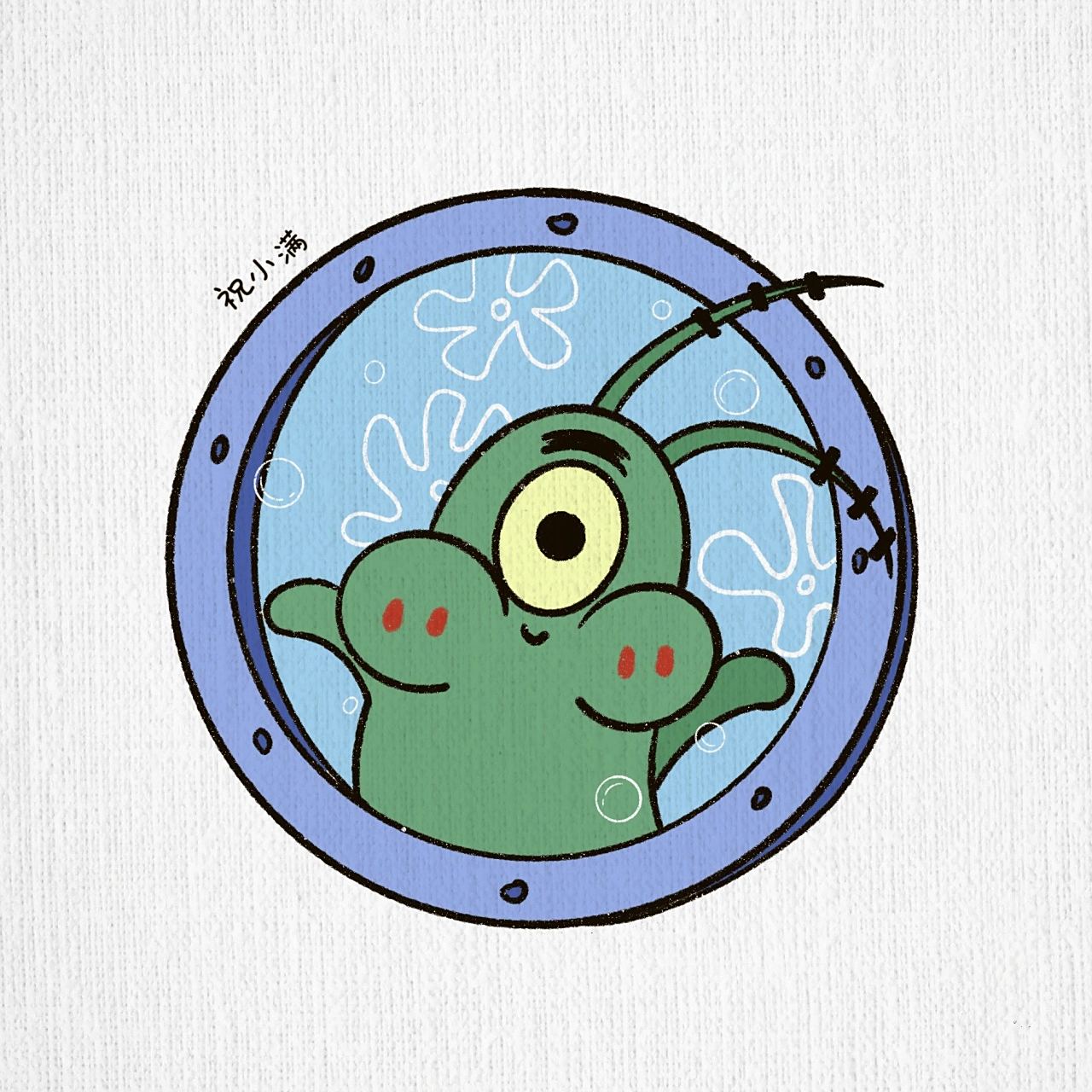 痞老板超可爱的 超简单   简笔画教程 原图来源: 把水彩手绘改成了板