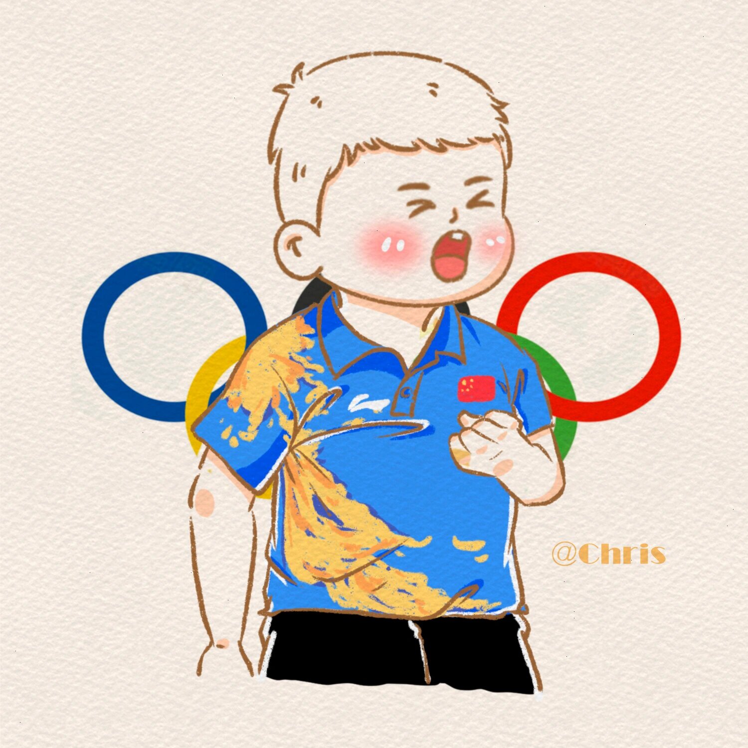 简笔画|奥运会男单乒乓球🏓️银牌🥈·樊振东