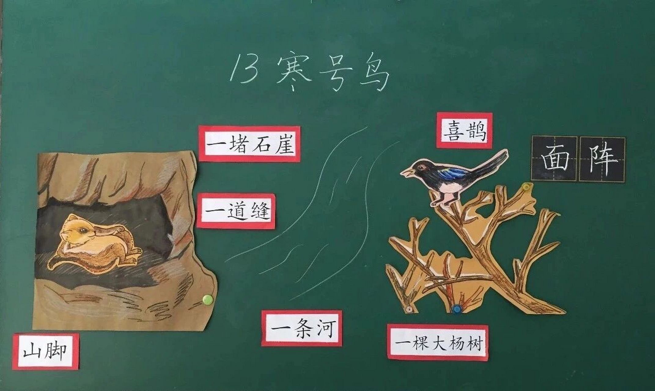 《寒号鸟》板书设计 今天发现一个特别好的板书 看着干净又舒服,字也