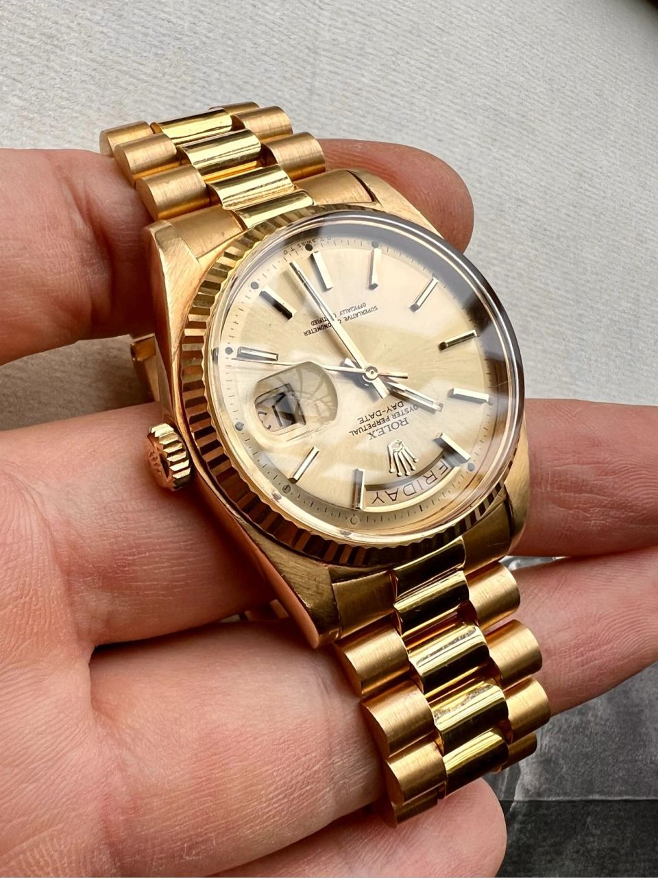 劳力士1803dd18k黄金总统表中古董劳力士 rolex day-date 1803 	 原谅