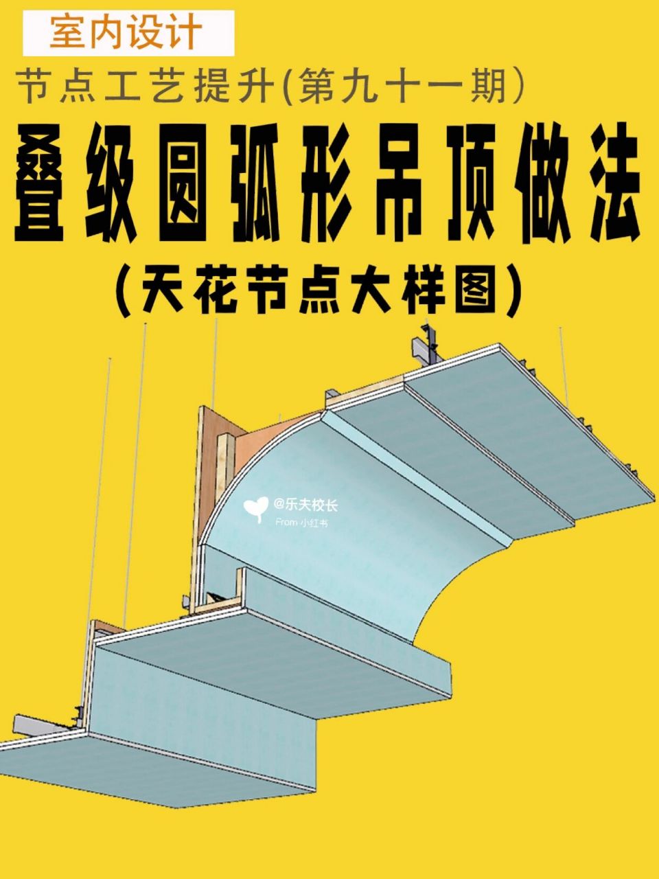 室内施工图小圆弧叠级天花吊顶节点大样图 #室内设计# #cad施工图深化