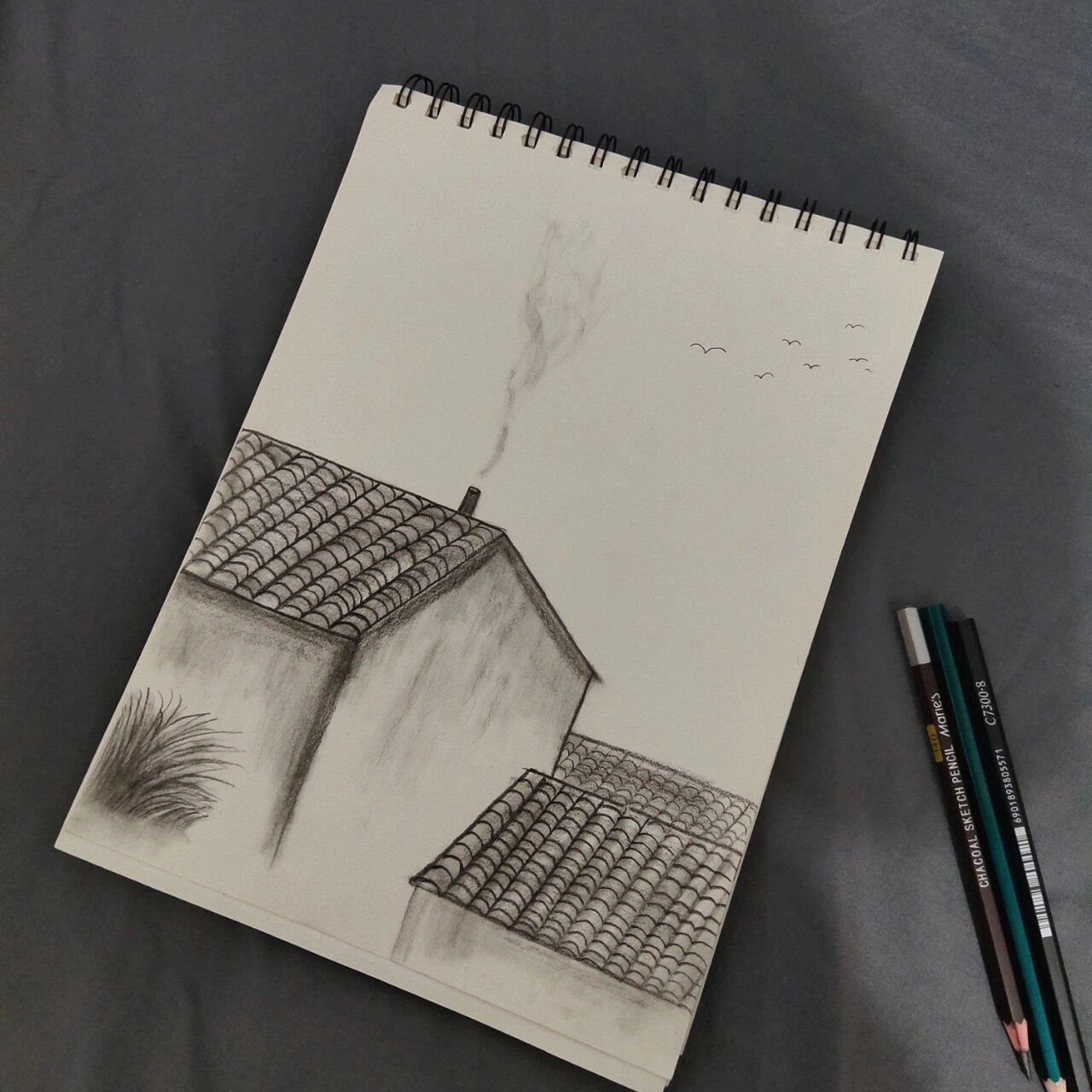 素描风景-老房子 跟着小红书学画画7315