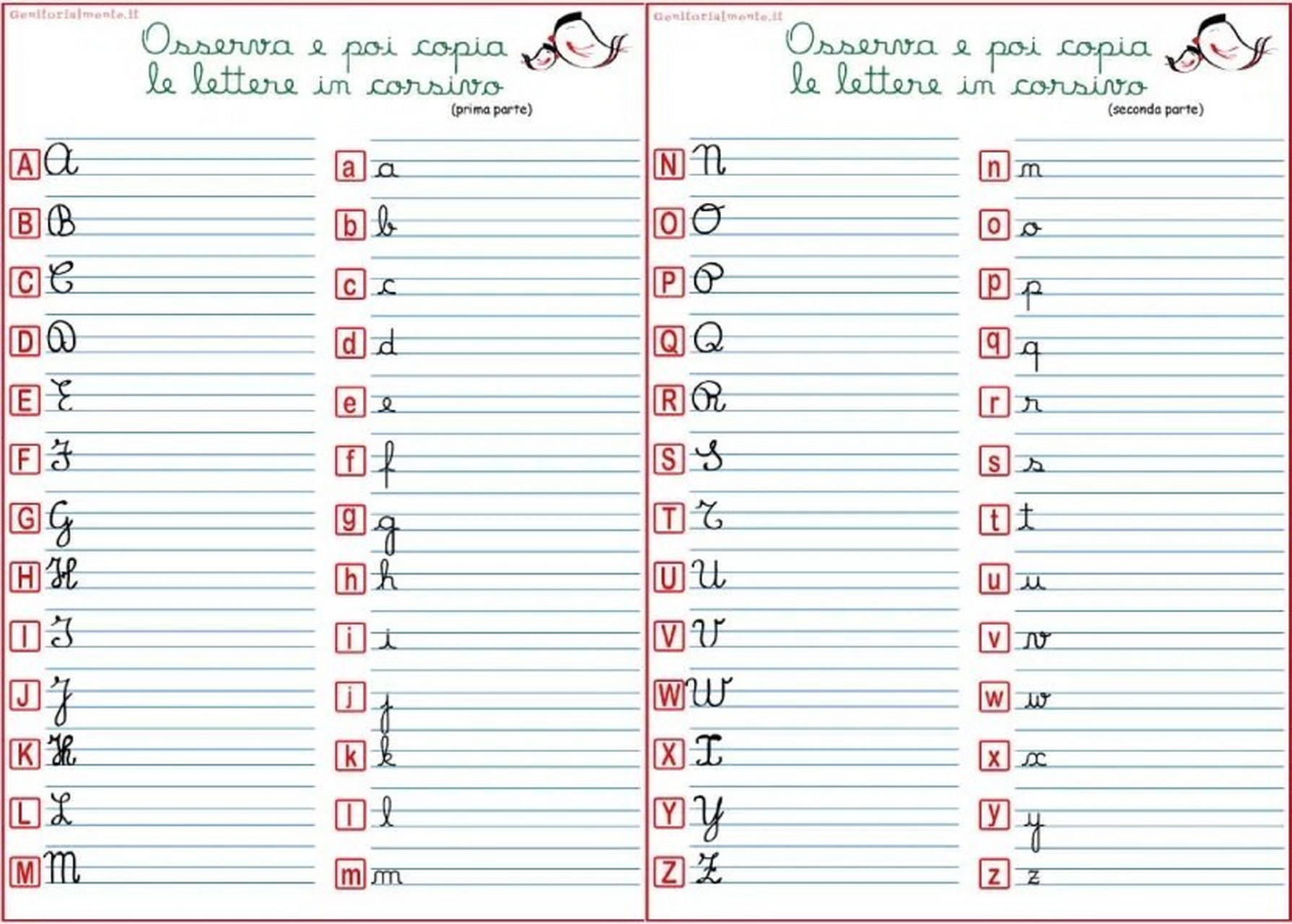 手写体corsivo‖意大利语 意大利语中有21个字母,其中