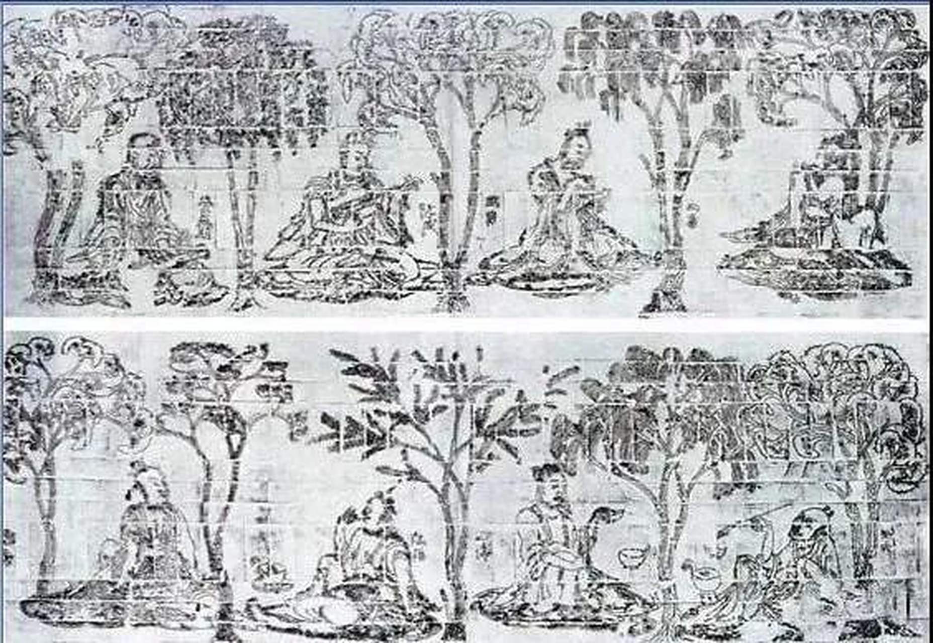 竹林七贤砖印模画(现藏南京博物院)  南朝.