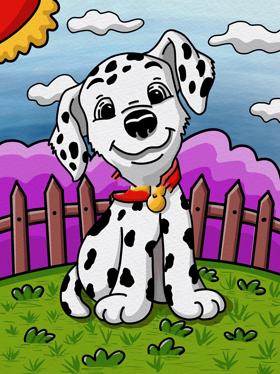 可爱的斑点狗 创意儿童画 卡通画小狗狗 开始新的主题《身边的小动物