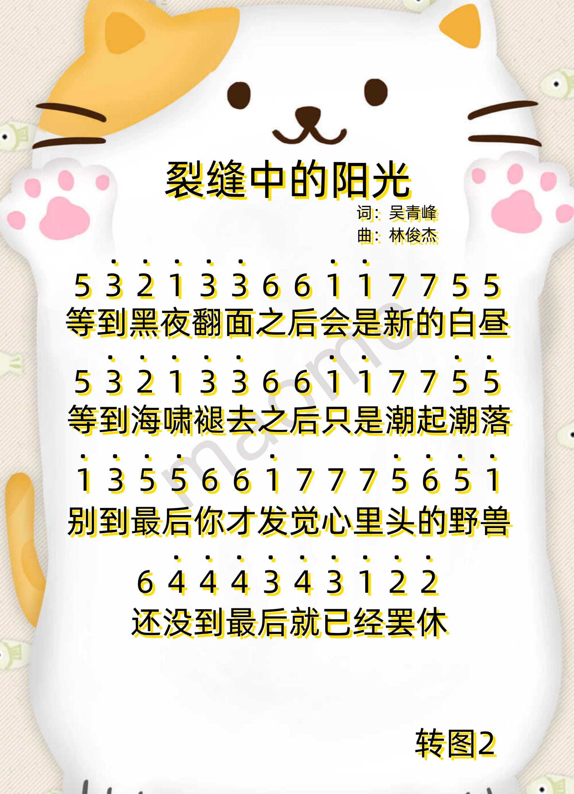 309.林俊杰《裂缝中的阳光》简谱