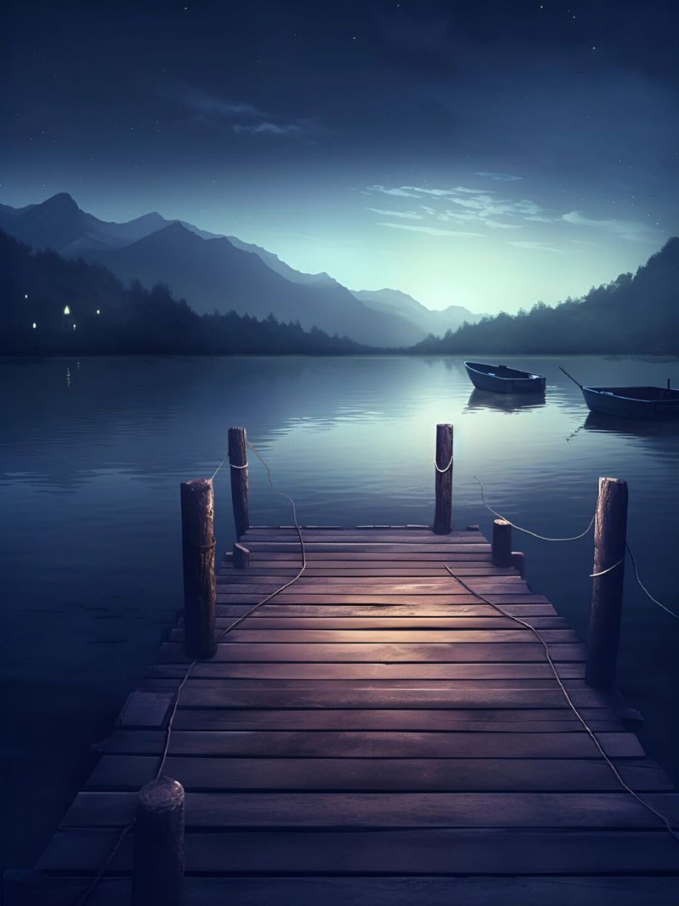 夜深了人静了,我只想好好享受这份宁静 湖畔夜色,月光洒落在水面上