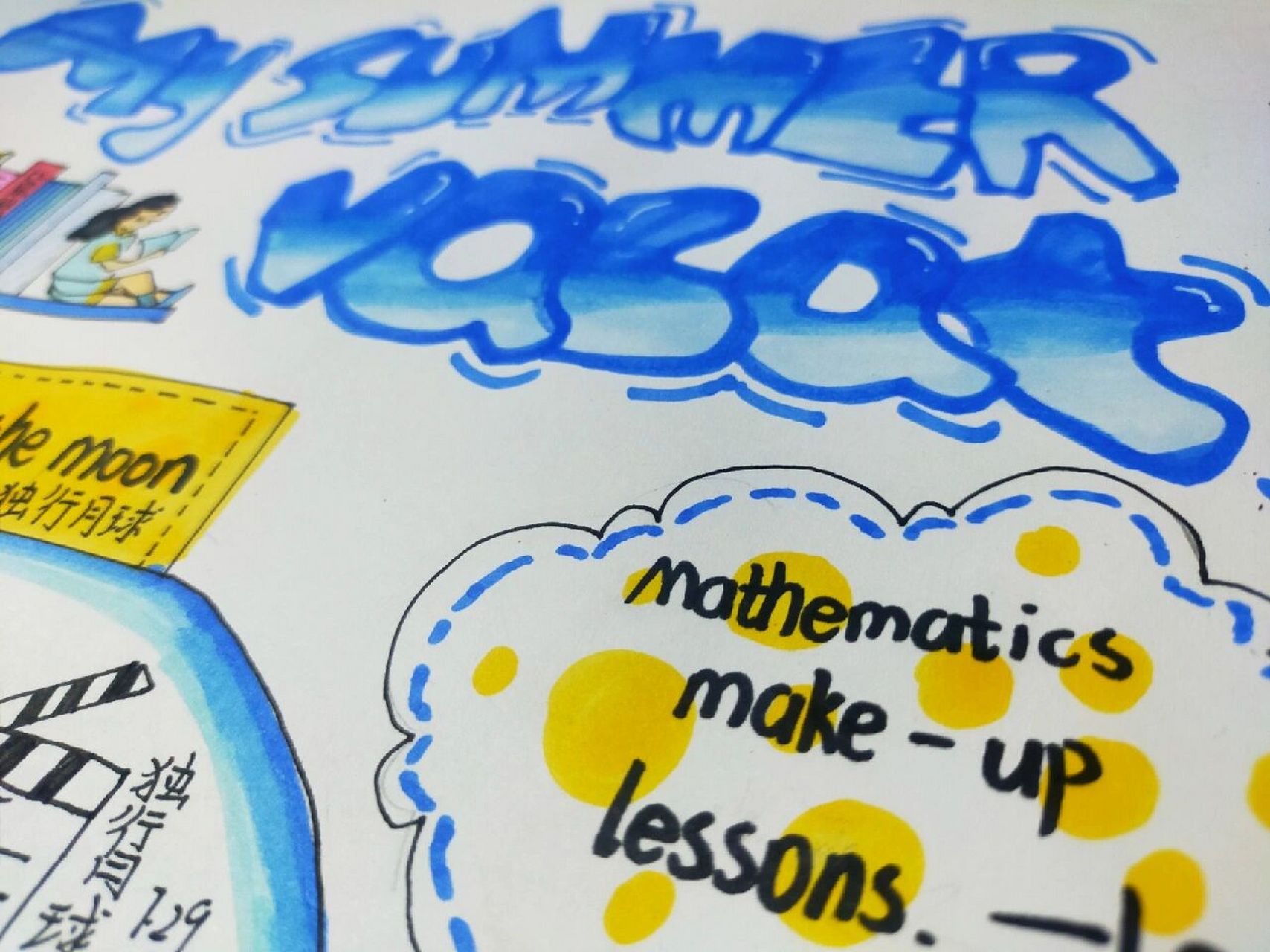 my summer vacation英语小报 时隔5个月的更新 小报内容有看电影.