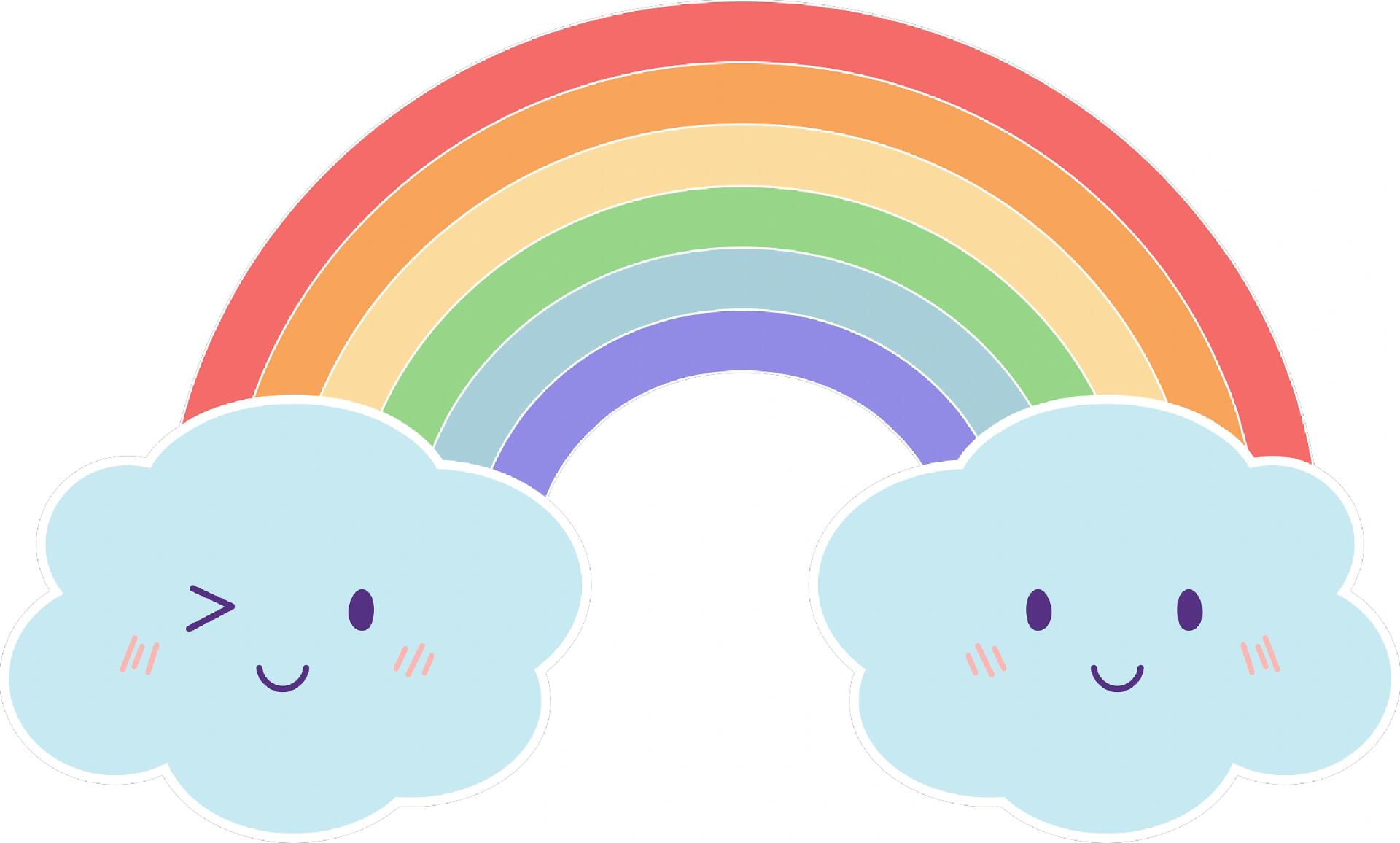 卡通彩虹白云笑脸缤纷png素材