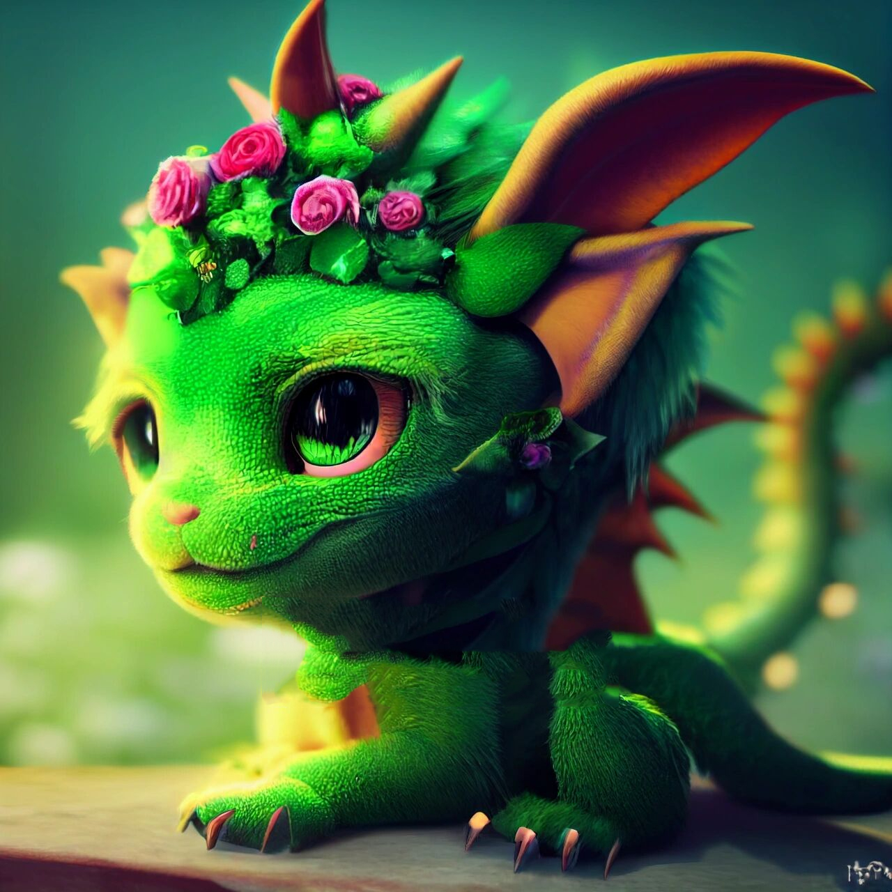 可爱的绿色萌宠小龙