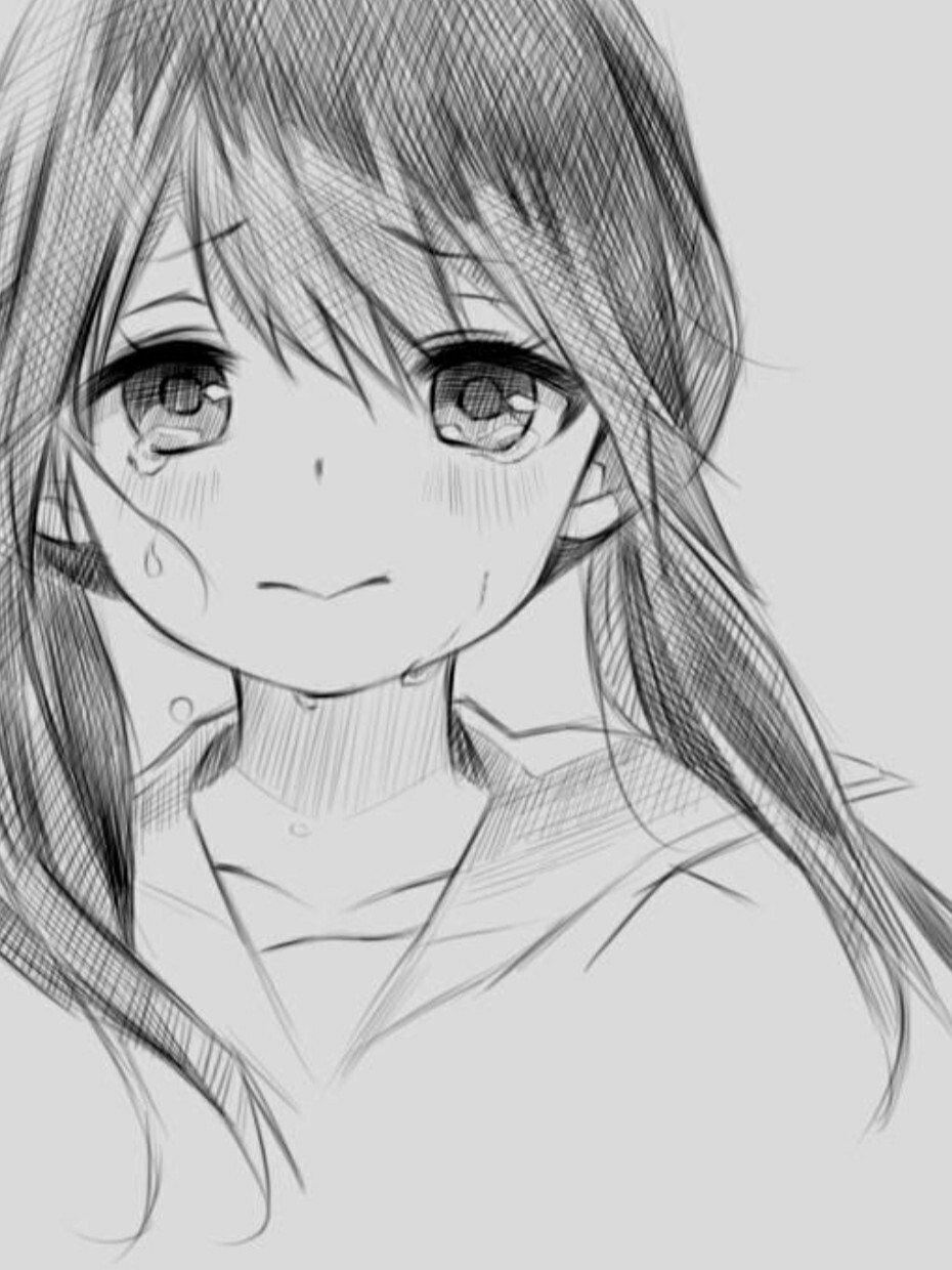手绘落泪少女
