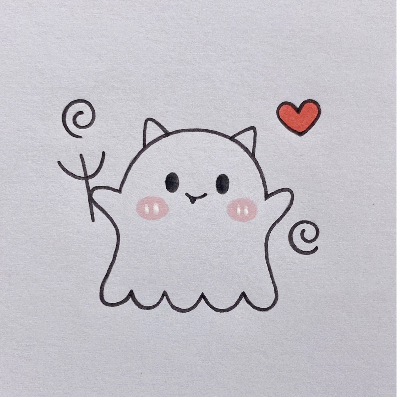 可爱鬼简笔画教程 【色号】 红色:16号 粉色:135号