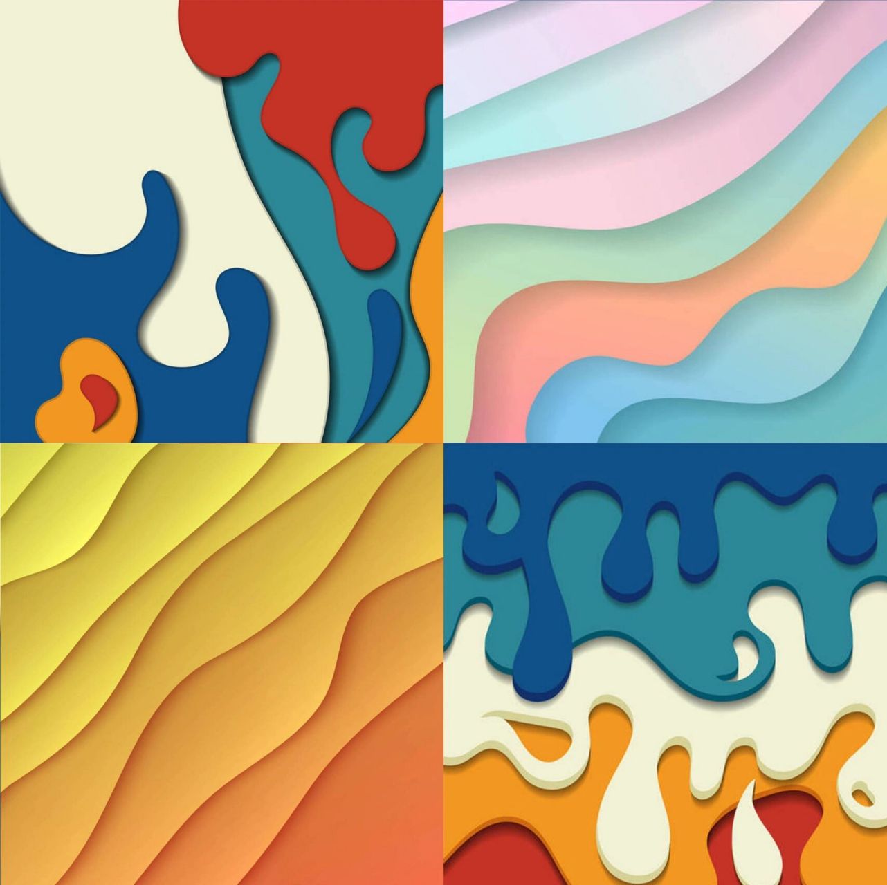 抽象色块组合-撞色系-设计背景插画图 不知道有没有和我一样很喜欢