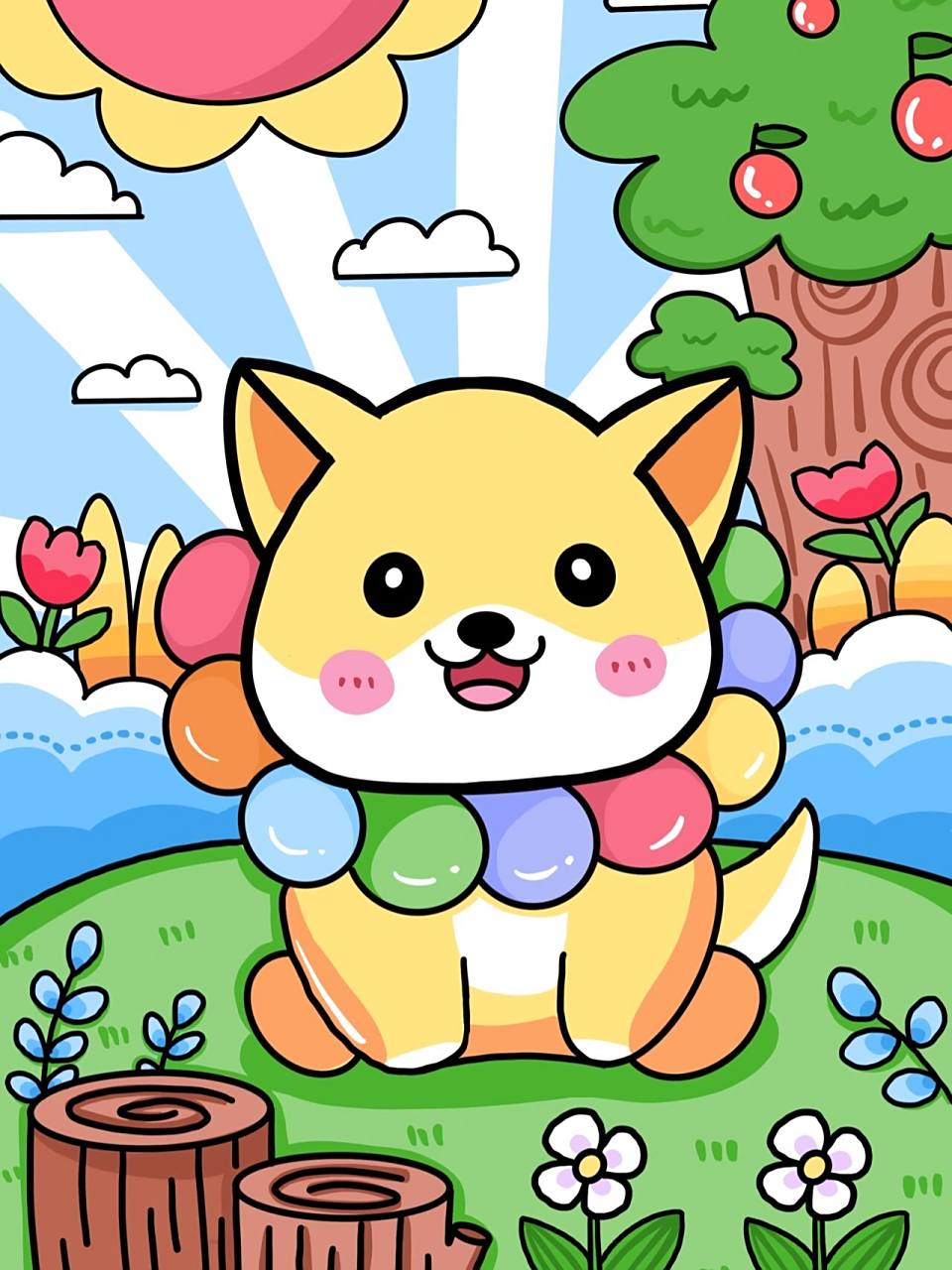 小狗儿童画 可爱的小狗/儿童绘画/儿童画素材 适合5_8岁小朋友绘画