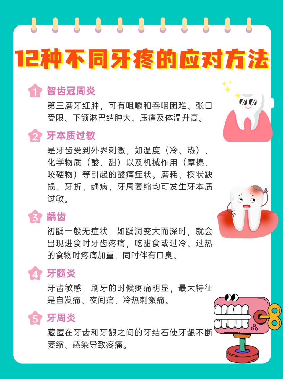 12种不同牙疼的应对方法 智齿冠周炎:第三磨牙红肿,可有咀嚼和吞咽