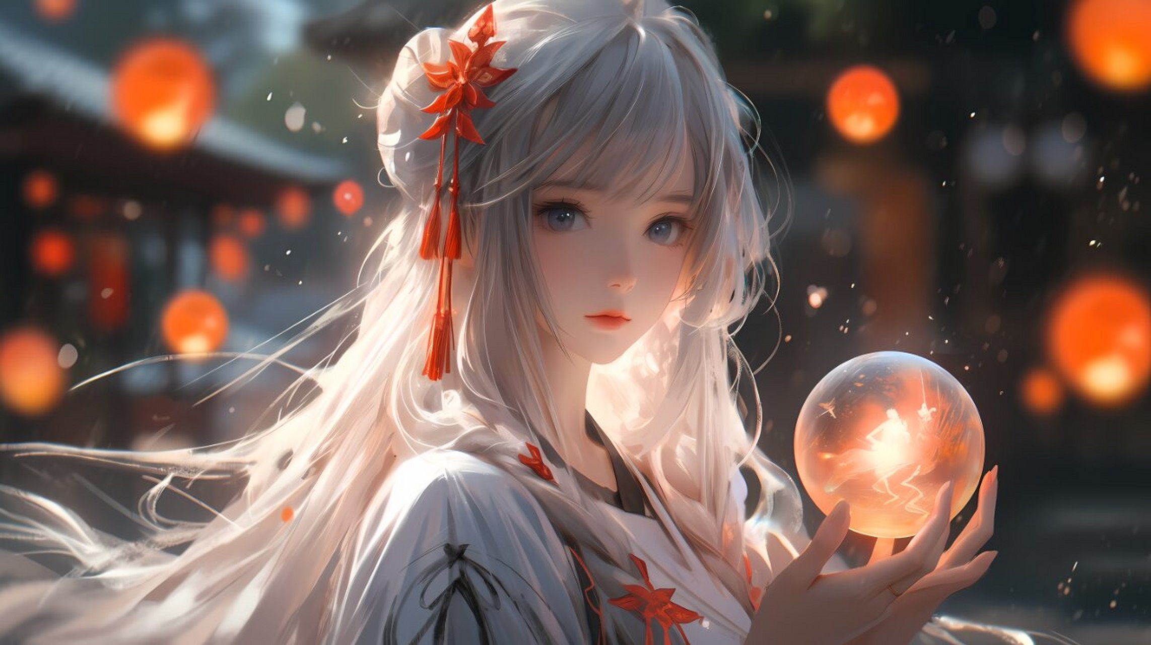 白毛控的国风女神 绝美横屏壁纸