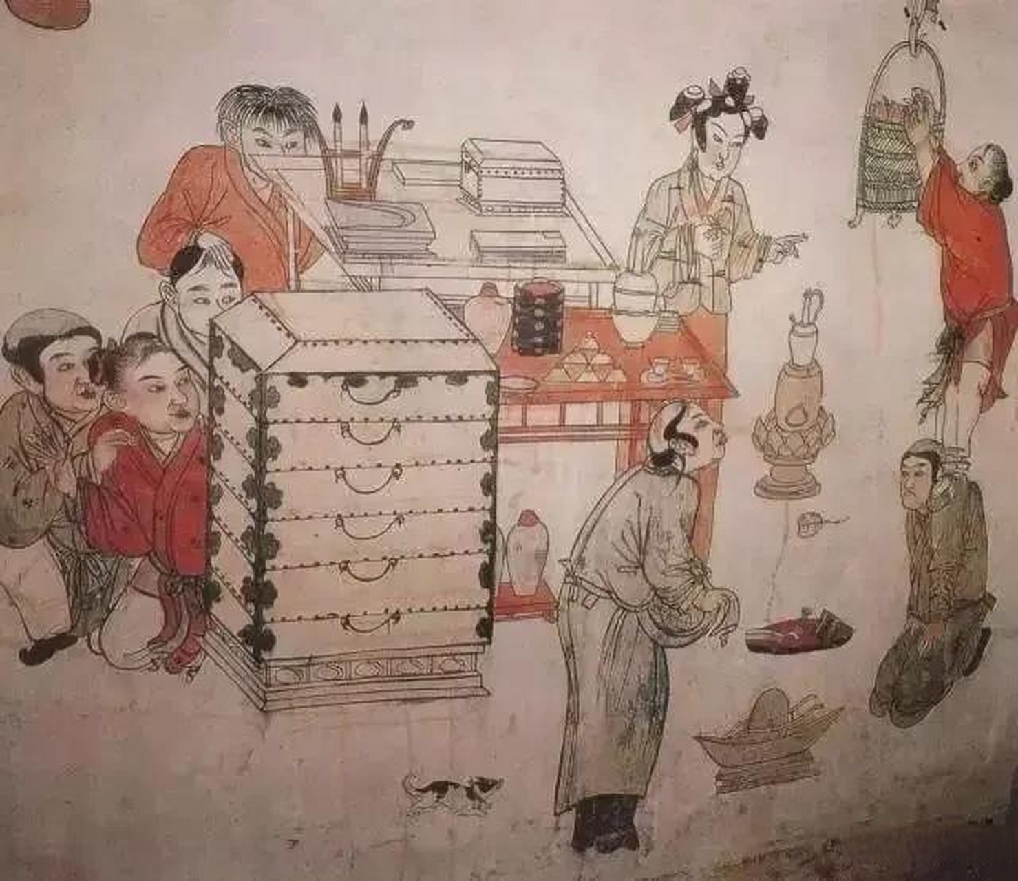 《童嬉图》,河北宣化辽代张文藻墓壁画,纵170厘米,横145厘米.