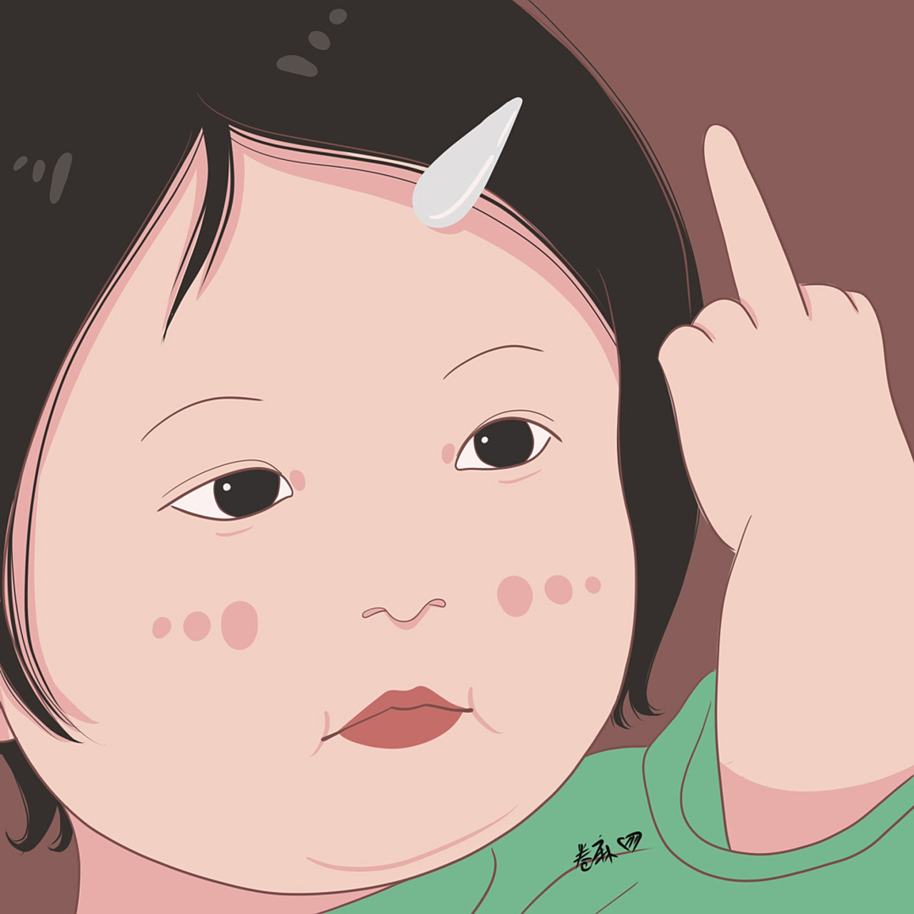 插画 | 头像 | 丑萌头像 | 竖中指的小屁孩 图片92二改92商用92