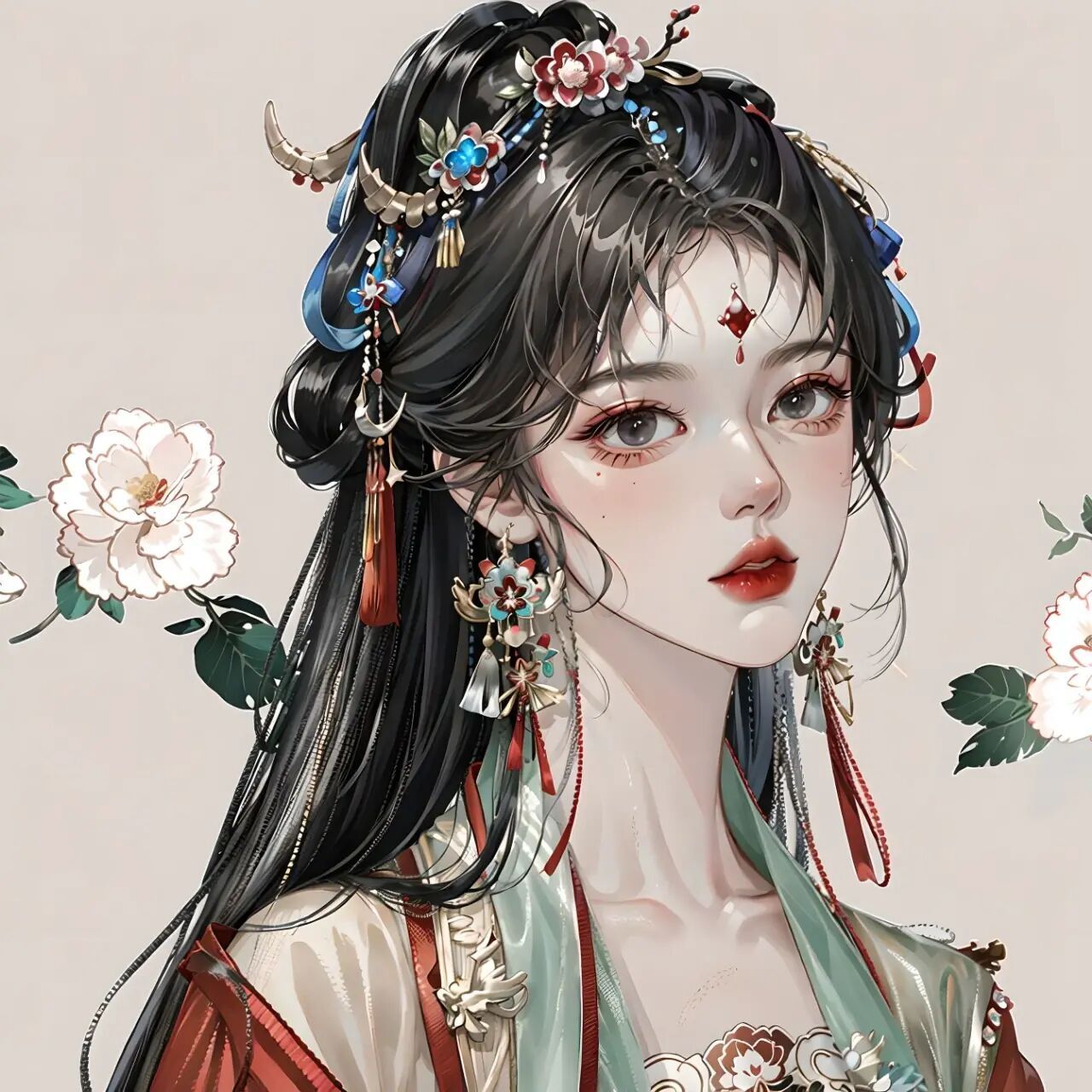 山茶花&古风少女