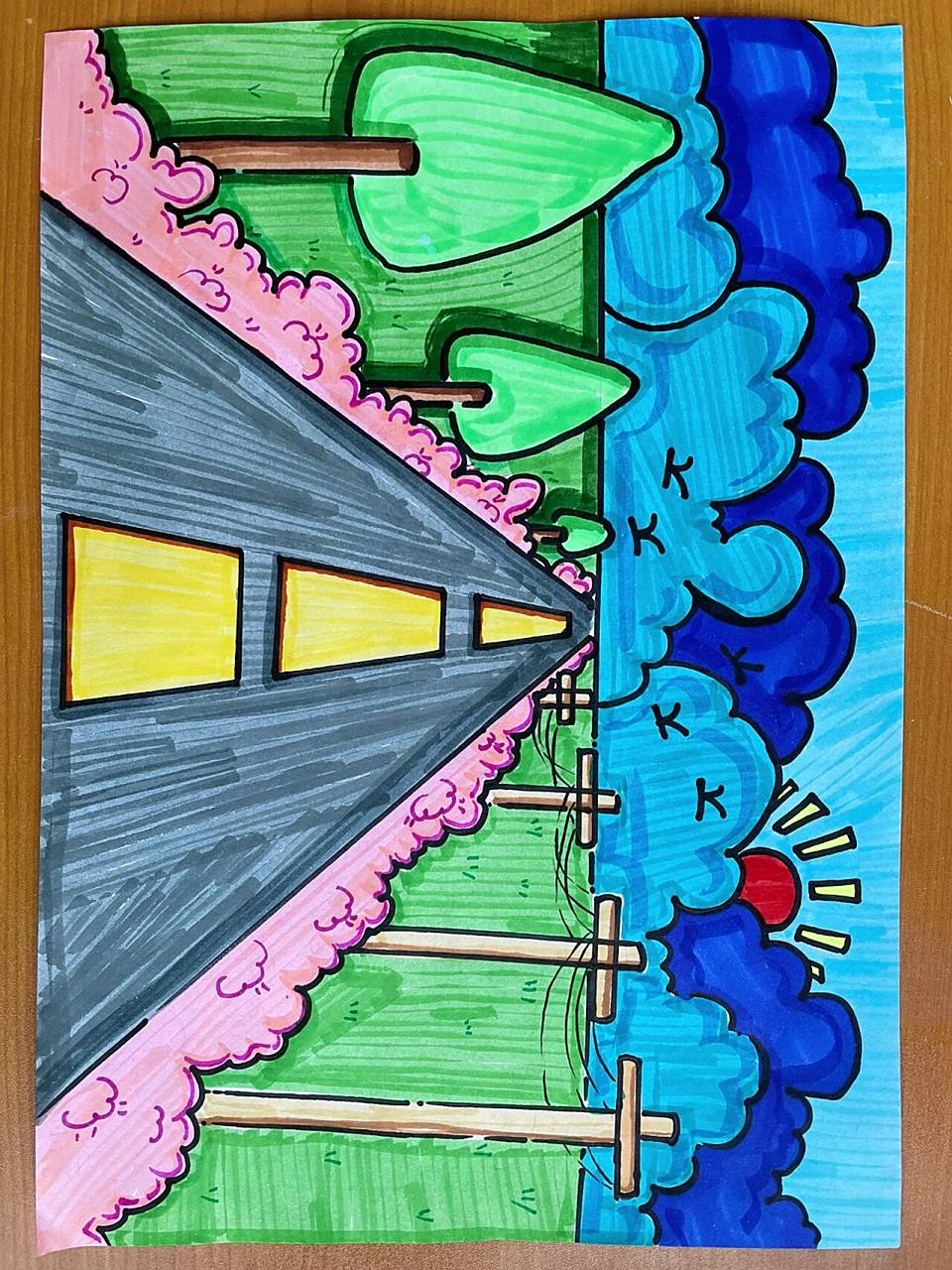 人美版五年级上册《绘画中的透视现象》     学生作品分享