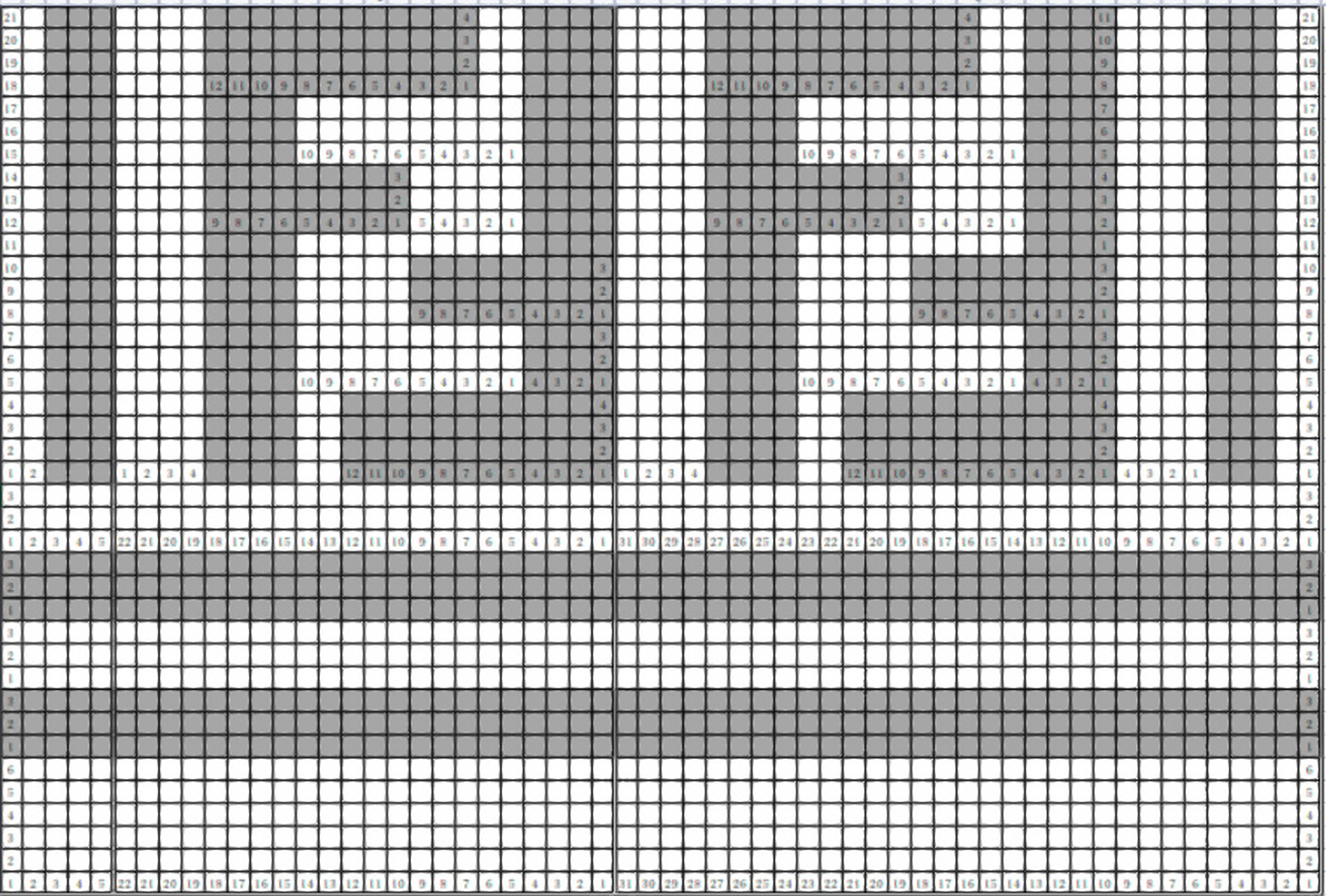 织围巾|双面提花图纸 出于织围巾的热情未减,用excel画了f双面提花
