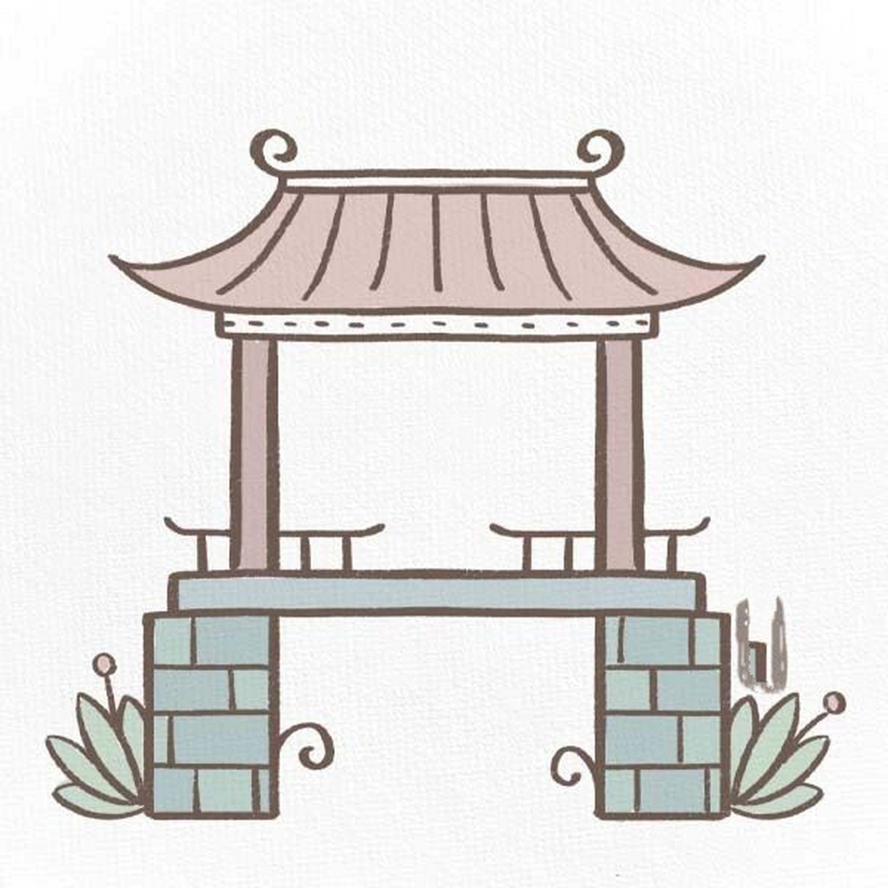 原创|古风|建筑|简笔画 【古风建筑】新书里介绍的方法,画建筑也可以