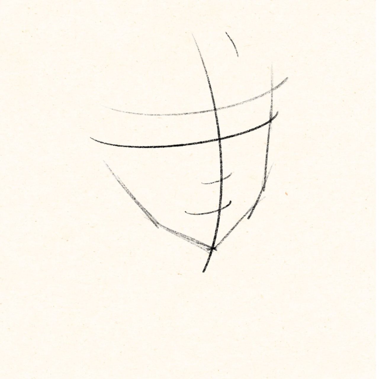 绘画教程: ①起稿定型,找到对应的点(比例),画出五官的位置.