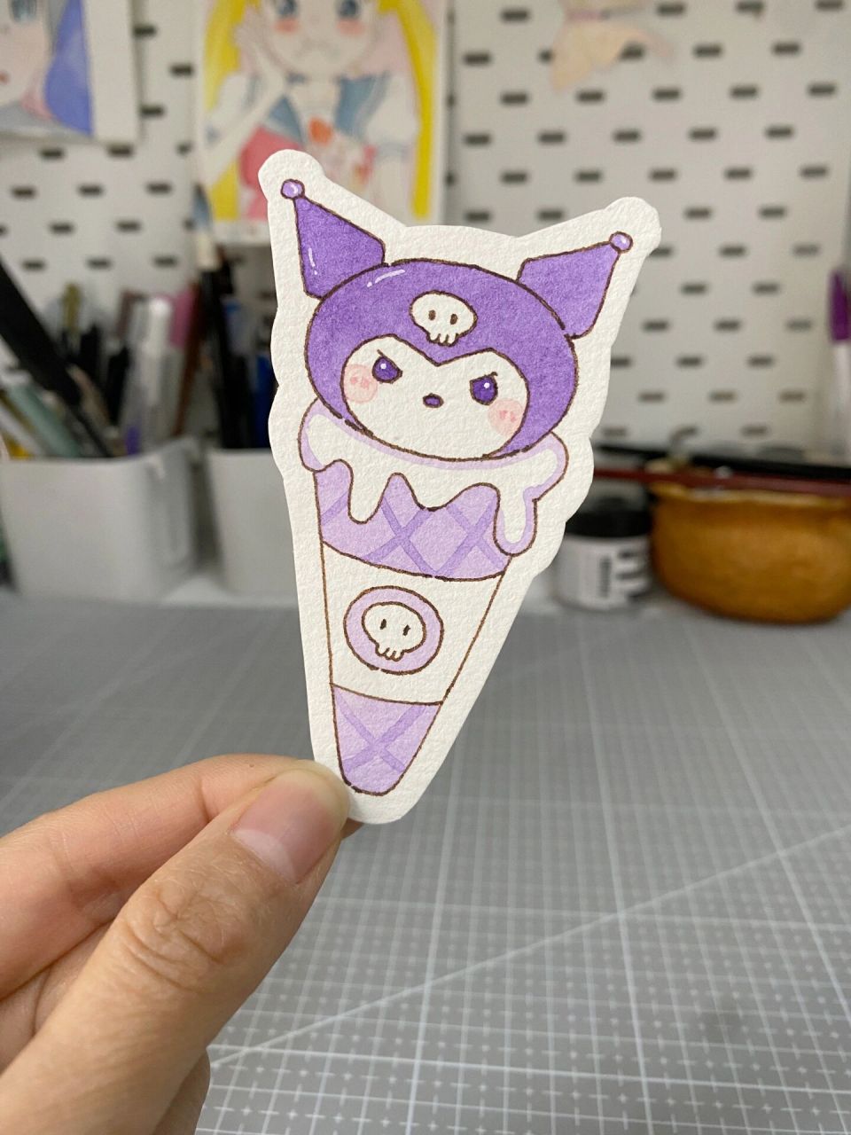 库洛米书签92(附详细教程)库洛米冰淇淋书签 只用两种颜色就能得到