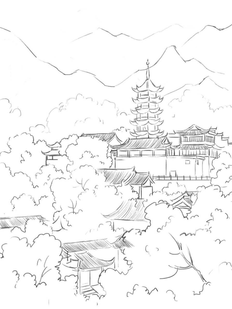 【大林寺桃花】水彩手绘古诗词 《大林寺桃花》 (唐)白居易 人间四月