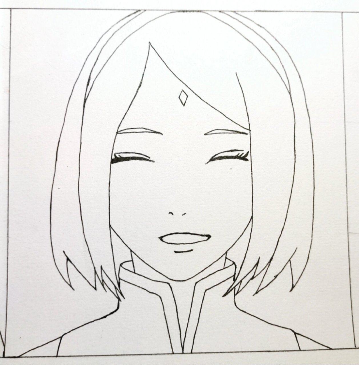 春野樱～ 小樱~ 先画轮廓,再抠细节,勾线,然后用铅笔画出阴影等