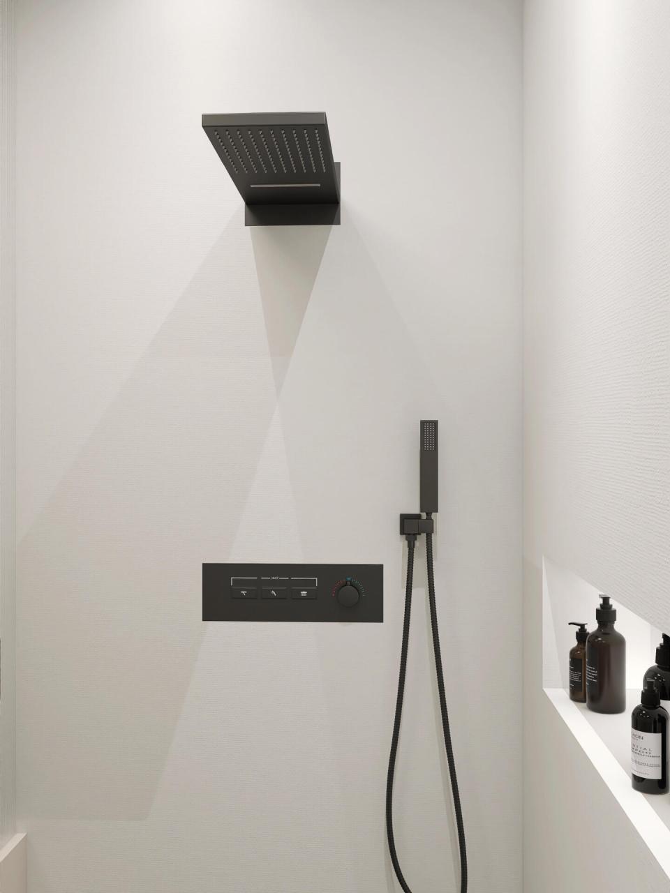 隐藏淋浴丨嵌入式恒温花洒实拍07 但凡淋浴房想要酒店般的高级感,暗