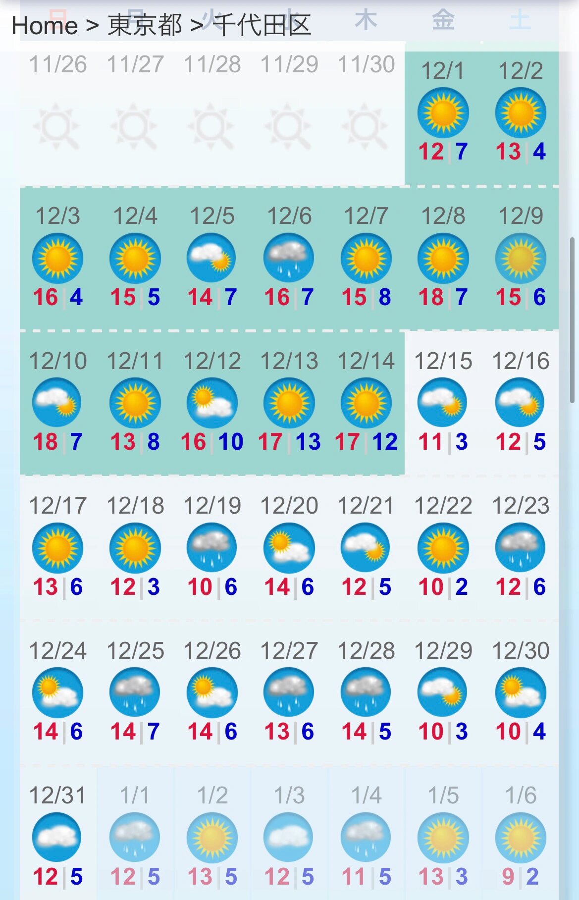 日本12月1月2月天气预报