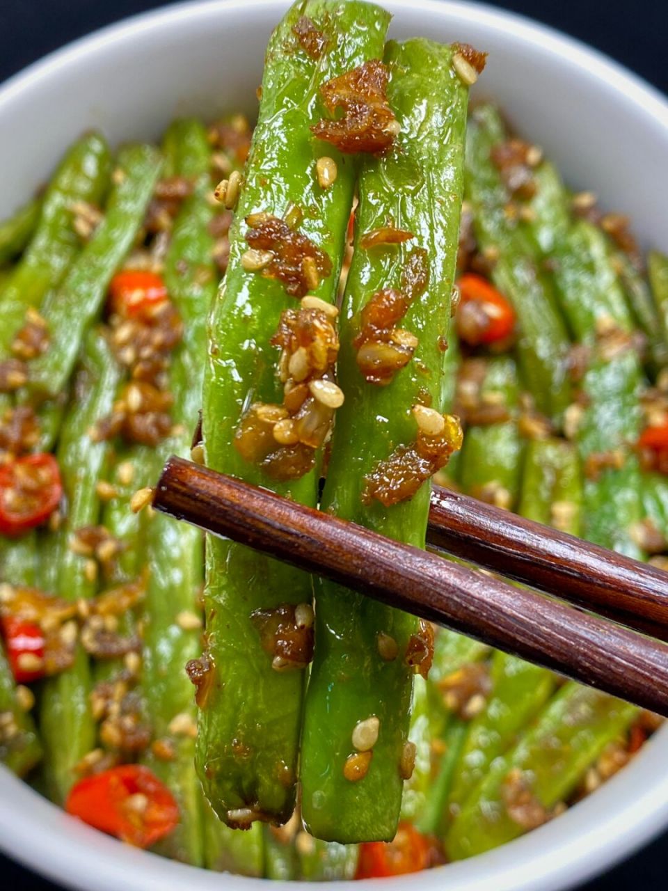 香辣的孜然干煸四季豆这样做泰香了,巨好吃!