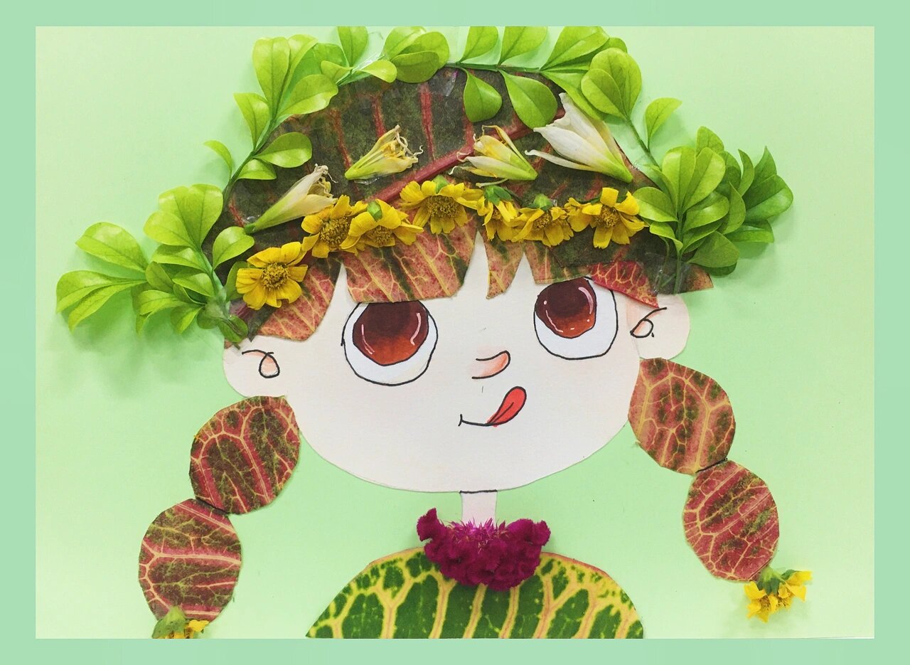 创意儿童拼贴画61树叶拼贴94 6195树叶拼贴画:小鸟,大象,小