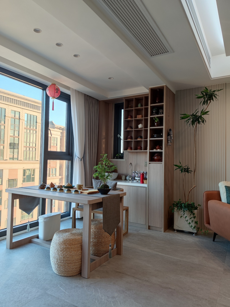 阳台佛龛柜 阳台不再是晾衣洗衣区了,做泡茶区,一