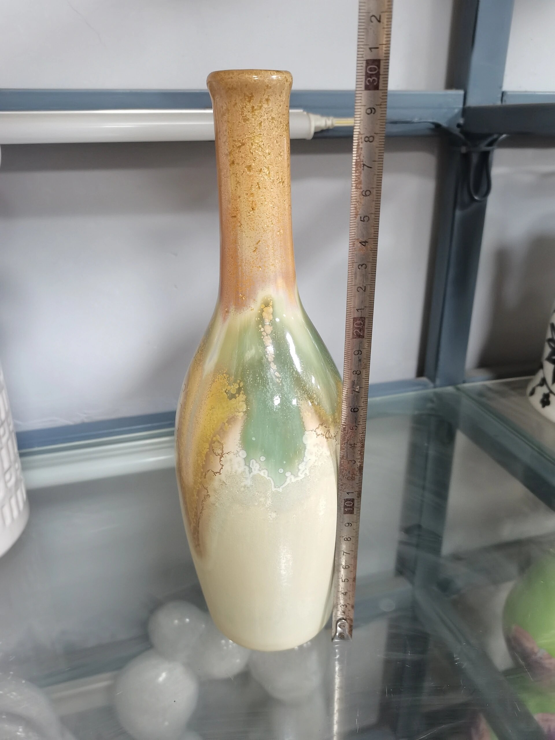 外贸孤品美式复古窑变流釉冰裂纹陶瓷花瓶摆