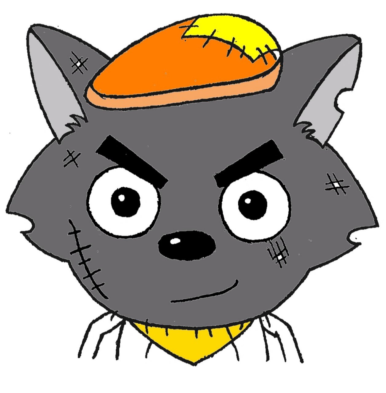 一组灰太狼简笔画教程,最后用app拍照上色