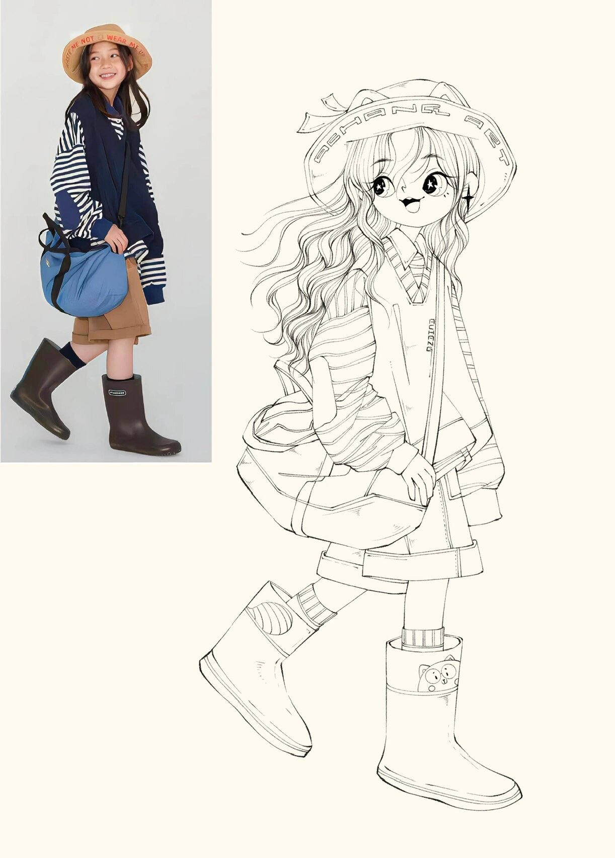 水彩2717815女生全身人物插画 水彩照片转手绘