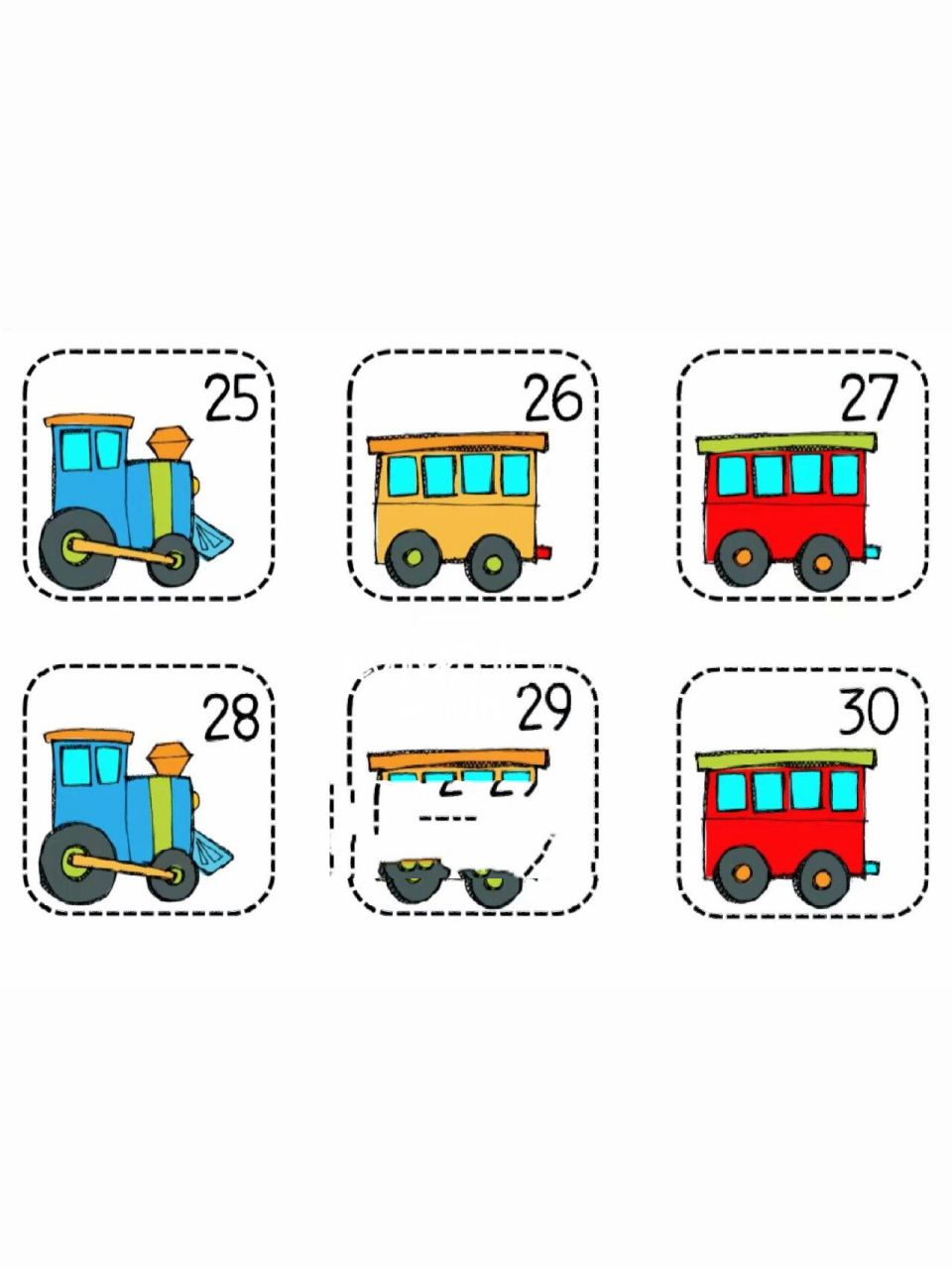 幼儿园/数学/益智区/小火车数字排序/可打印 今日宝藏分享: 数学区