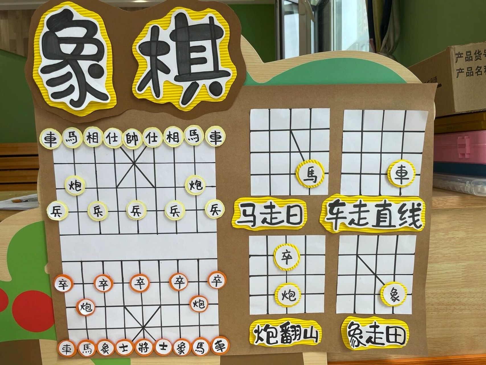 益智区#木工画08 益智区手工制作:象棋～ 木工区木片画:丙烯画.