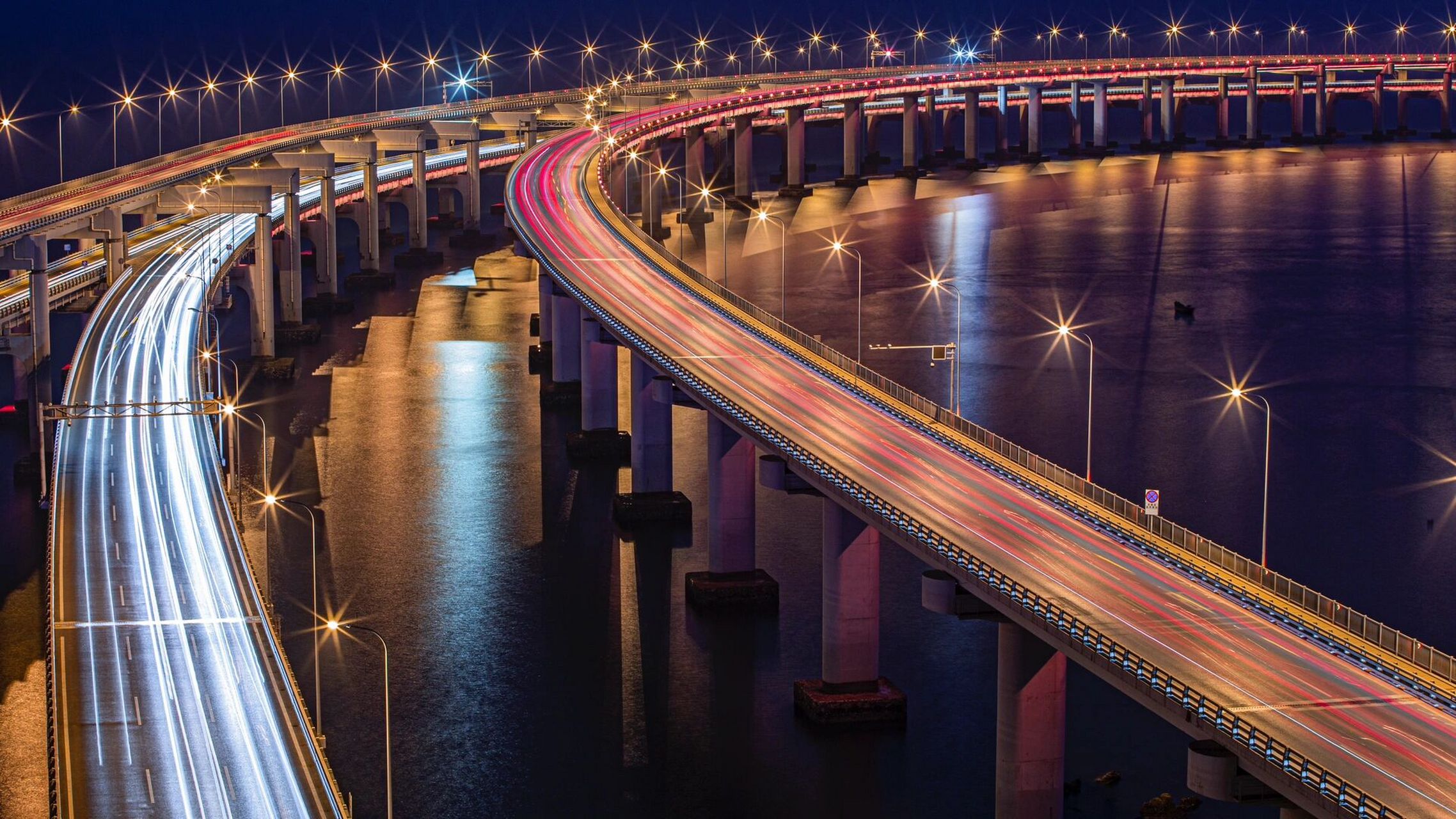 大连夜景星海湾大桥图片