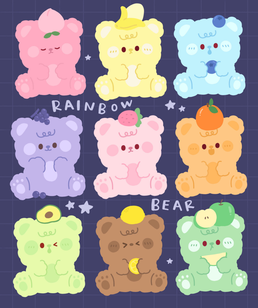 ipad 小头像|rainbow 小熊软糖 看到小熊软糖太可爱了 也画了一组we