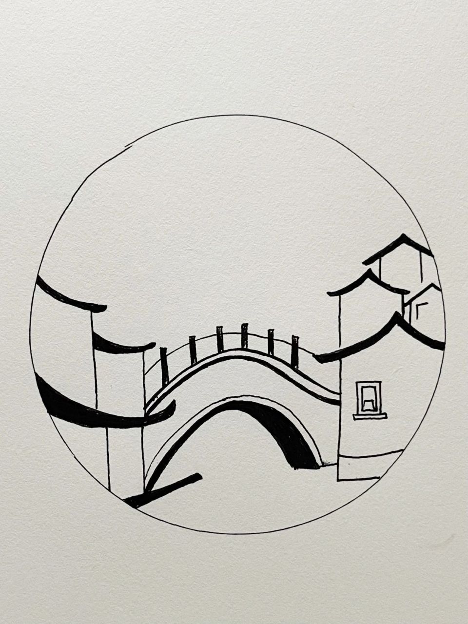 针管笔手绘19|江南水乡 小桥流水 美不胜收 有一个超简单的小画儿