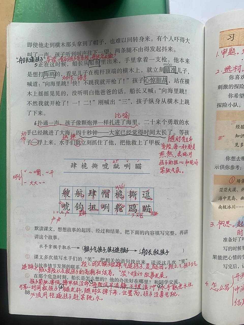 五语下 第17课 跳水课堂笔记 五年级语文下册 第六单元 第17课 跳水